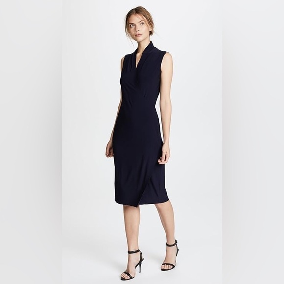 Norma Kamali Dresses & Skirts - Norma Kamali Sleeveless Stretch Jersey Side Draped Black Dress Size Medium